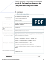 Examen - (AAB01) Cuestionario 1 - Segundo Ciclo Aplique Los Sistemas de Ecuaciones Lineales para Resolver Problemas Aritméticos