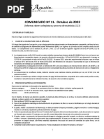 COMUNICADO #11. Octubre de 2022: (Informa Valores Colegiatura y Proceso de Matrícula 2023)