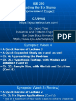 ISE 250 Leading The Six Sigma Improvement Project Canvas