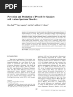 Perception and Production of Prosody by Speakers With Autism Spectrum Disorders