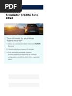 Simulador Crédito Auto Simulador Crédito Auto Bbva Bbva: Tasas de Interés Fija Anual Desde 10.99% Anual Fija