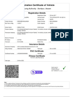 Registration Certificate of Vehicle: Issuing Authority: Sonitpur, Assam