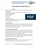 Consorcio Mundialito: Especificaciones Técnicas - Adicional de Obra #01