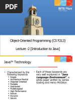 Object-Oriented Programming (CS F213) Lecture - 2 (Introduction To Java)