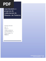 História O Método Experimental e o Progresso Do Conhecimento Do Homem e Da Natureza