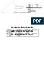 Manual de Prácticas Del Laboratorio de Química de Ciencias de La Tierra