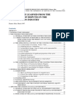 Dispute Resolution: Lessons To Be Learned From The Experience of Disputes in The Construction Industry