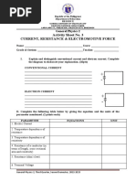 Activity Sheet No. 3 - Current Resistance EMF