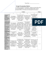 Group Presentation Rubric - Active Reading Strategies