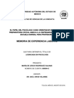 Memoria de Experiencia Laboral: Universidad Autónoma Del Estado de México