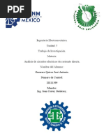 Unidad: 5 Trabajo de Investigación. Materia: Análisis de Circuitos Eléctricos de Corriente Directa. Nombre Del Alumno