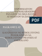 Transpormasyon Tungo Sa Makabagong Panahon NG Mga Bansa at Rehiyon Sa Daigdig