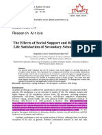 Research Article The Effects of Social Support and Resilience On Life Satisfaction of Secondary School Students