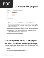 Lecture 1.1: What Is Metaphysics: The History of The Concept of Metaphysics