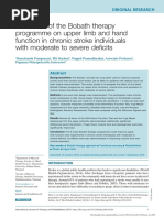 The Effect of The Bobath Therapy Programme On Upper Limb and Hand Function in Chronic Stroke Individuals With Moderate To Severe Deficits