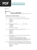 Forces and Fields: Section Quiz: Electric Charge