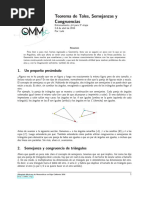 Teorema de Tales, Semejanzas y Congruencias: 1. Un Peque No Pre Ambulo