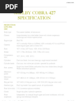 Original Shelby Cobra Specifications