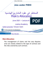 Risk S Allocation: Claims Under FIDIC