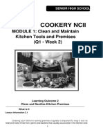 Cookery Ncii: MODULE 1: Clean and Maintain Kitchen Tools and Premises (Q1 - Week 2)