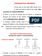 Undamped Free Vibrations: Free Vibration or Natural Vibration