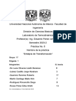 LT. Reporte N°6. Entalpía de Transformación. Brigada N°1. Grupo 17. Semestre 2023-2