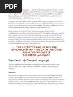 The Ancients Came Up With The Explanation That The Latin Language Was A Descendant of The Greek Language