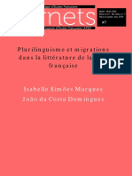 Plurilinguisme Et Migrations Dans La Littérature en Langue Française PDF