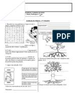 Avaliação de Ciências 2º Trimestre 3ºano