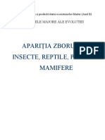 Aparitia Zborului La Insecte, Reptile, Pasari Si Mamifere