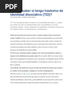 Cómo Saber Si Tengo Trastorno de Identidad Disociativo