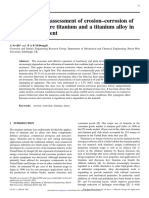 Electrochemical Assessment of Erosion-Corrosion of Commercially Pure Titanium and A Titanium Alloy in Slurry Impingement