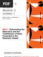 Q3 - M3 - L1-Determining The Relevance and The Truthfulness of Ideas Presented in The Materials Viewed