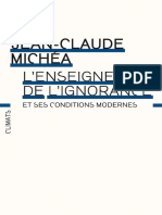 L'enseignement de L'ignorance - Jean-Claude Michéa