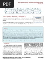 Body Temperature Feed Intake and Plasma Metabolites of Indigenous Chicks by Oral Administration of Watermelon Rind Extract With Two Different Colors of Flesh Yellow and Red