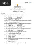 COOKERY 2nd Quarter Exam