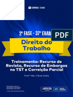 E-Book Treinamento - Recurso de Revista Recurso de Embargos No TST e Correição Parcial