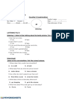 Quarter II Examination: KYS Department of English