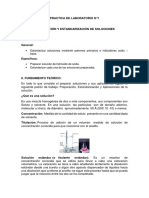 PRACTICA DE LABORATORIO N°1 Preparación y Estandarización de Soluciones PDF