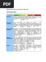 Rubrica para La Evaluación de La Creación de Un Sitio Web PDF