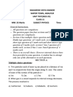 Sample Paper Physcis Class 11th