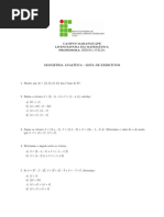 Geometria Analítica - Lista de Exercícios PDF