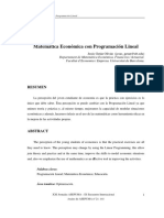 Matemática Económica Con Programación Lineal: Resumen