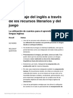 Aprendizaje Del Ingls A Travs de Los Recursos Literarios y Del Juego