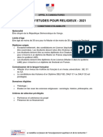 Appel A Candidatures Bourses D Etudes Pour Religieux PDF