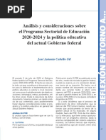 Análisis y Consideraciones Sobre El Programa Sectorial de Educación 2020-2024 y La Política Educativa Del Actual Gobierno Federal