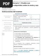 Examen - (AAB01) Cuestionario 1 - Evalúe Sus Conocimientos Adquiridos Sobre La Recta y Sus Ecuaciones