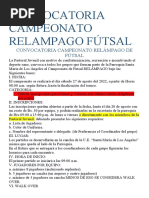 CONVOCATORIA CAMPEONATO RELAMPAGO FÚTSAL Borrador