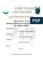 Microbiologia de Alimentos: Practica Nº 03-Metodo Indirecto de Determinacion de Celulas Viables