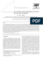 Effects of Microstructure On Short Crack Growth Behavior of Ti-6Al-2Sn-4Zr-2Mo-0.1Si Alloy